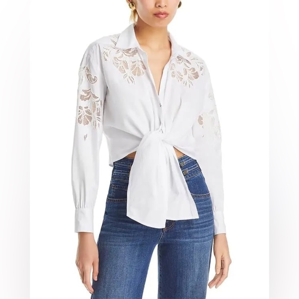 NWOT CINQ À SEPT Cutout Embroidery Marianna Top size XS